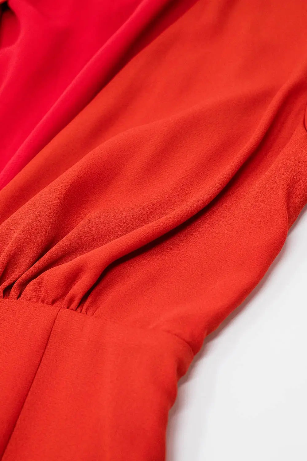 Red satin jumpsuit with V-neck - Dresses