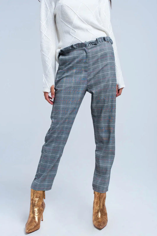Red tartan pattern pants - Pants