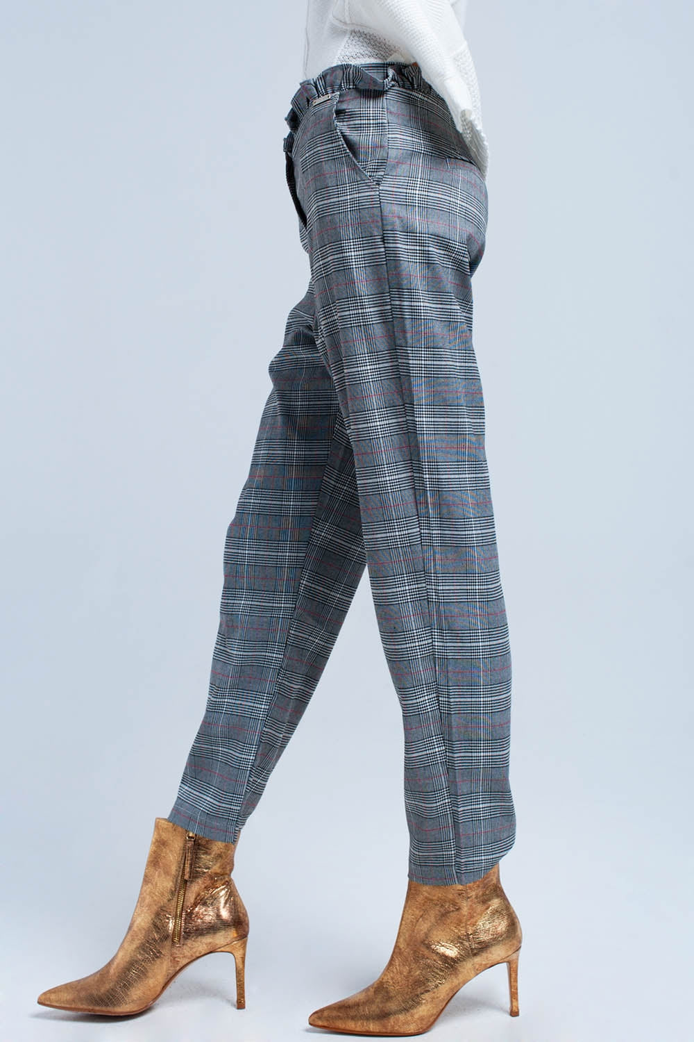 Red tartan pattern pants