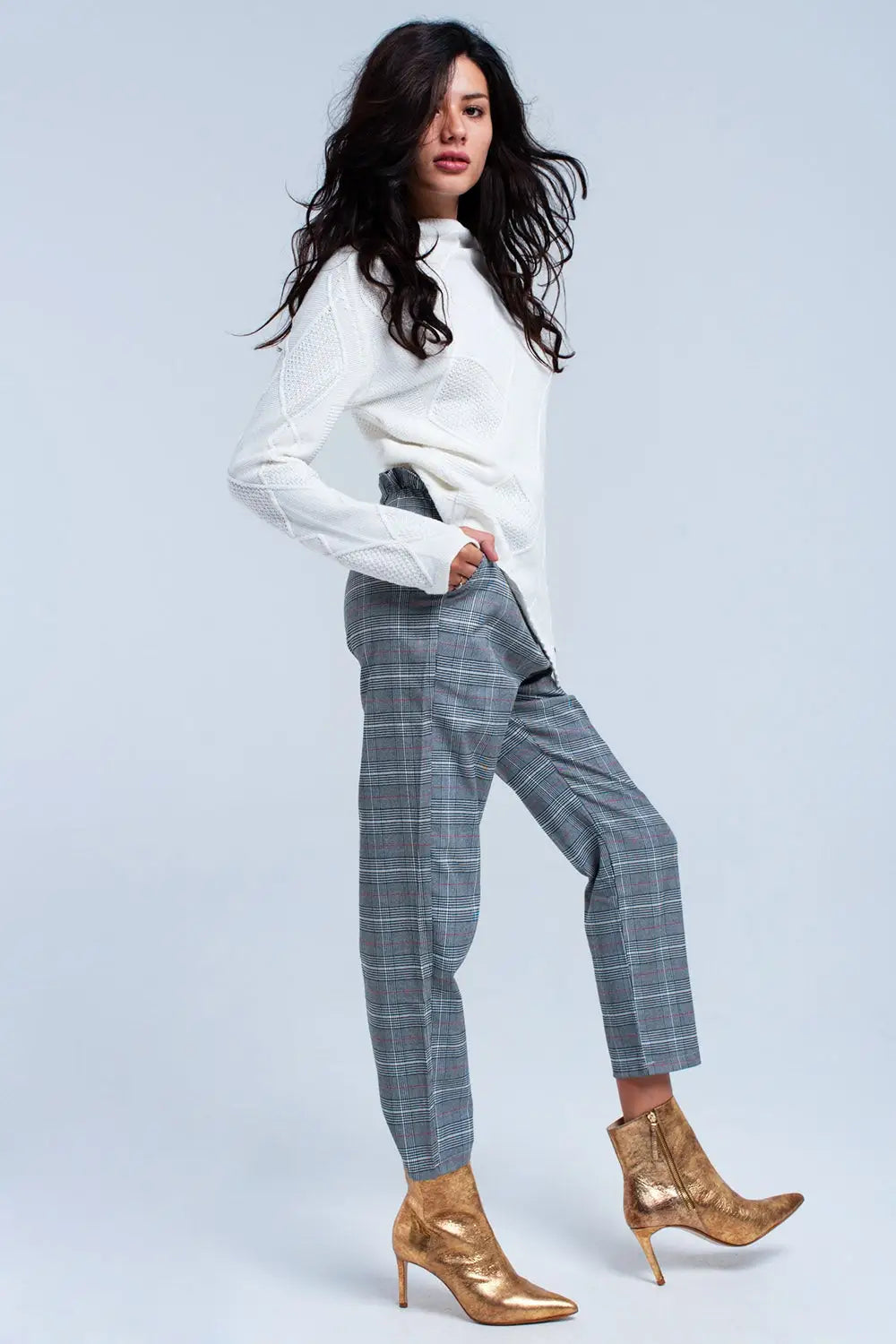 Red tartan pattern pants - Pants