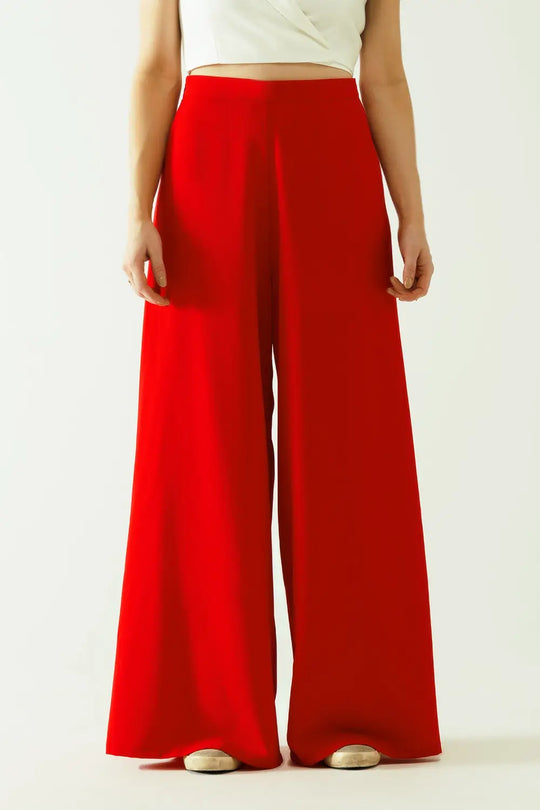 red wide leg Basic Flared Pants - Pants
