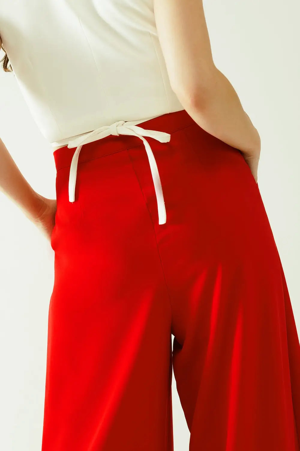 red wide leg Basic Flared Pants - Pants