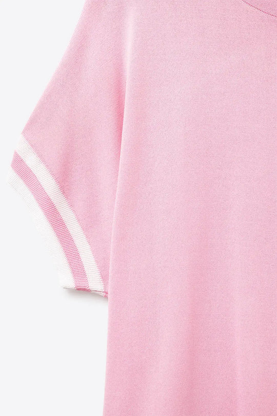 relafed fit Sweater In pink with white contrast detail - One Size / Pink - Sweaters