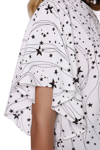 Relaxed Angel Sleeve Top In Black Star Print - Shirts