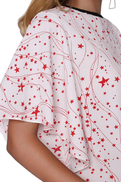 Relaxed Angel Sleeve Top In Black Star Print - Shirts