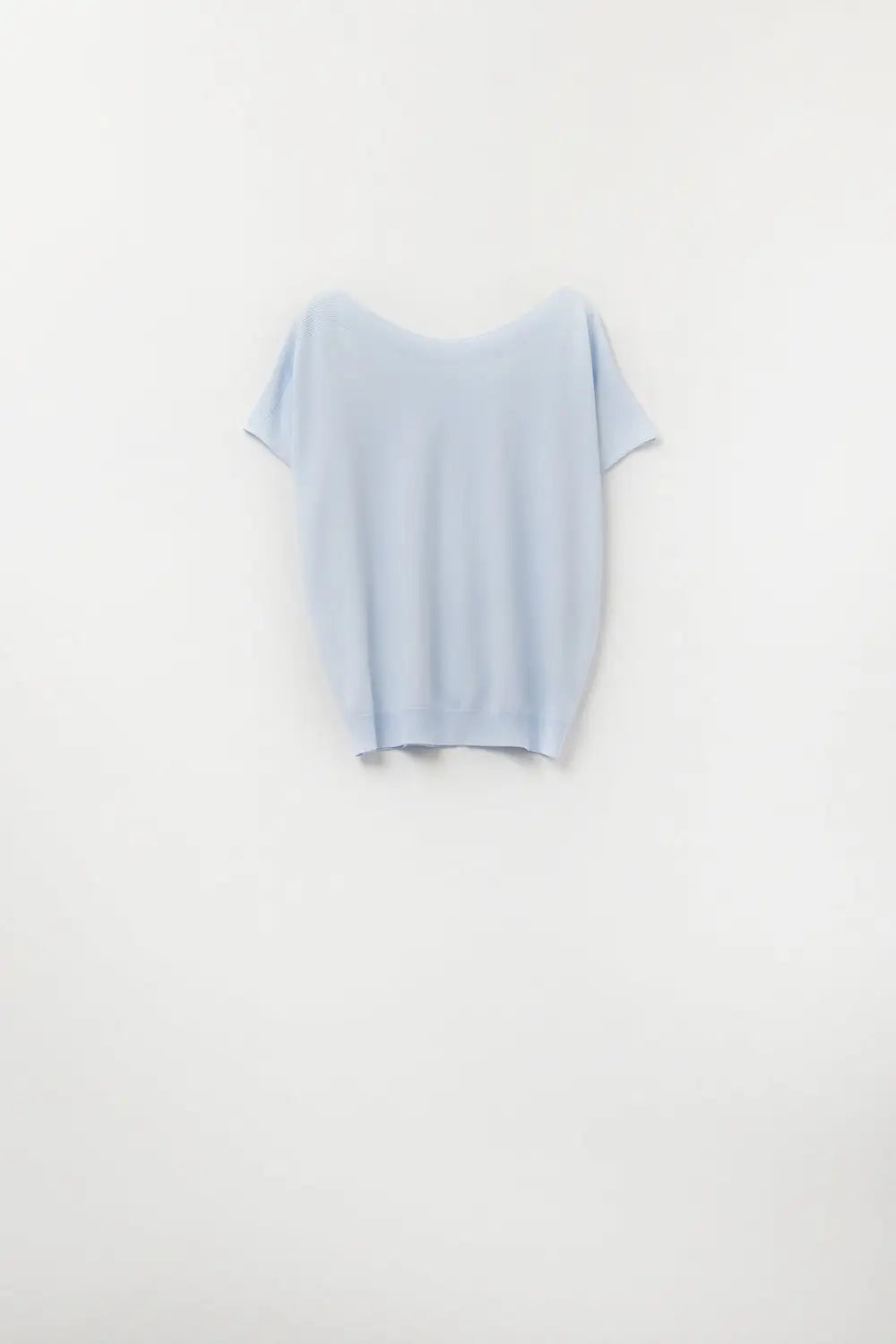 Q2 Relaxed baby blue boatneck sweater with dropped sleeves