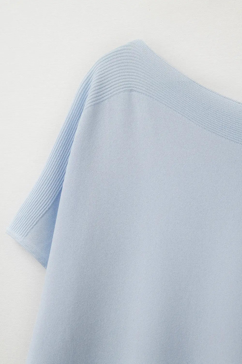 Relaxed baby blue boatneck sweater with dropped sleeves - One Size / Blue - Sweaters