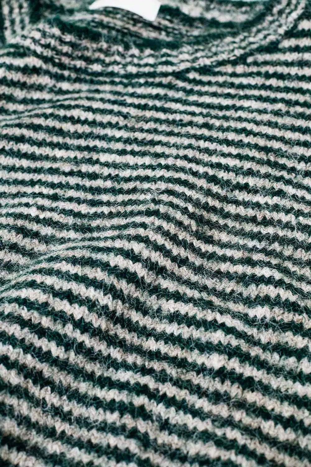Relaxed Bat-Wing Stripey Sweater in Green and White Cozy Knit - One Size / Green - Sweaters
