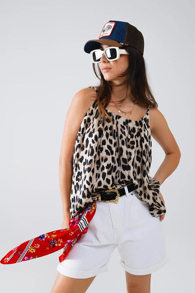 Relaxed Cami Top in Leopard print - Tops