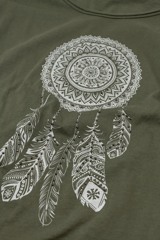 relaxed feather print T-shirt - One Size / Green - Shirts