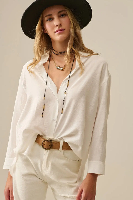 Q2 relaxed fit Shirt long Sleeves in white