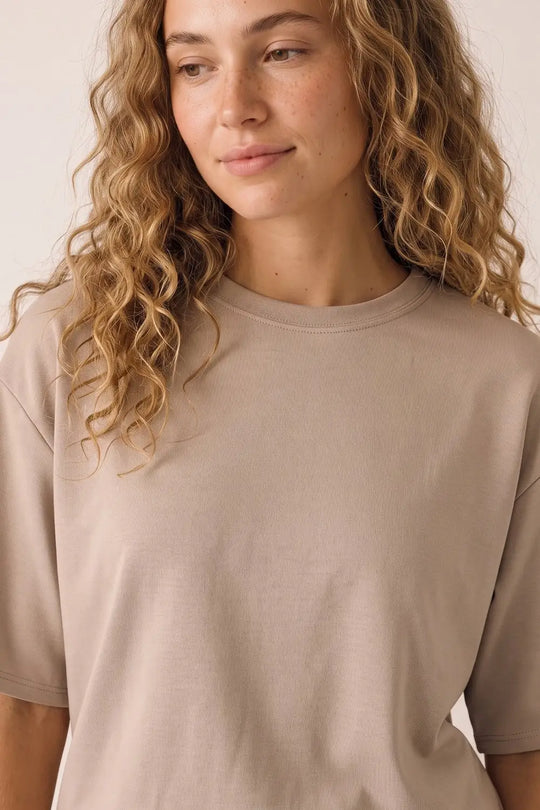 Relaxed Fit Short Sleeve Crewneck sweatshirt in beige - One Size / Beige - Sweaters