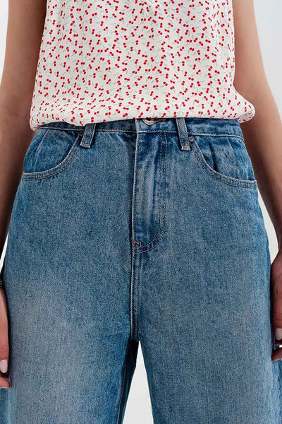 Relaxed fit side rip jeans in mid blue - Jeans
