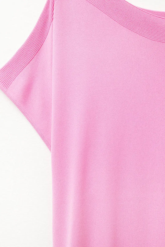Relaxed fucsia boatneck sweater with dropped sleeves - One Size / Fuchsia - Sweaters