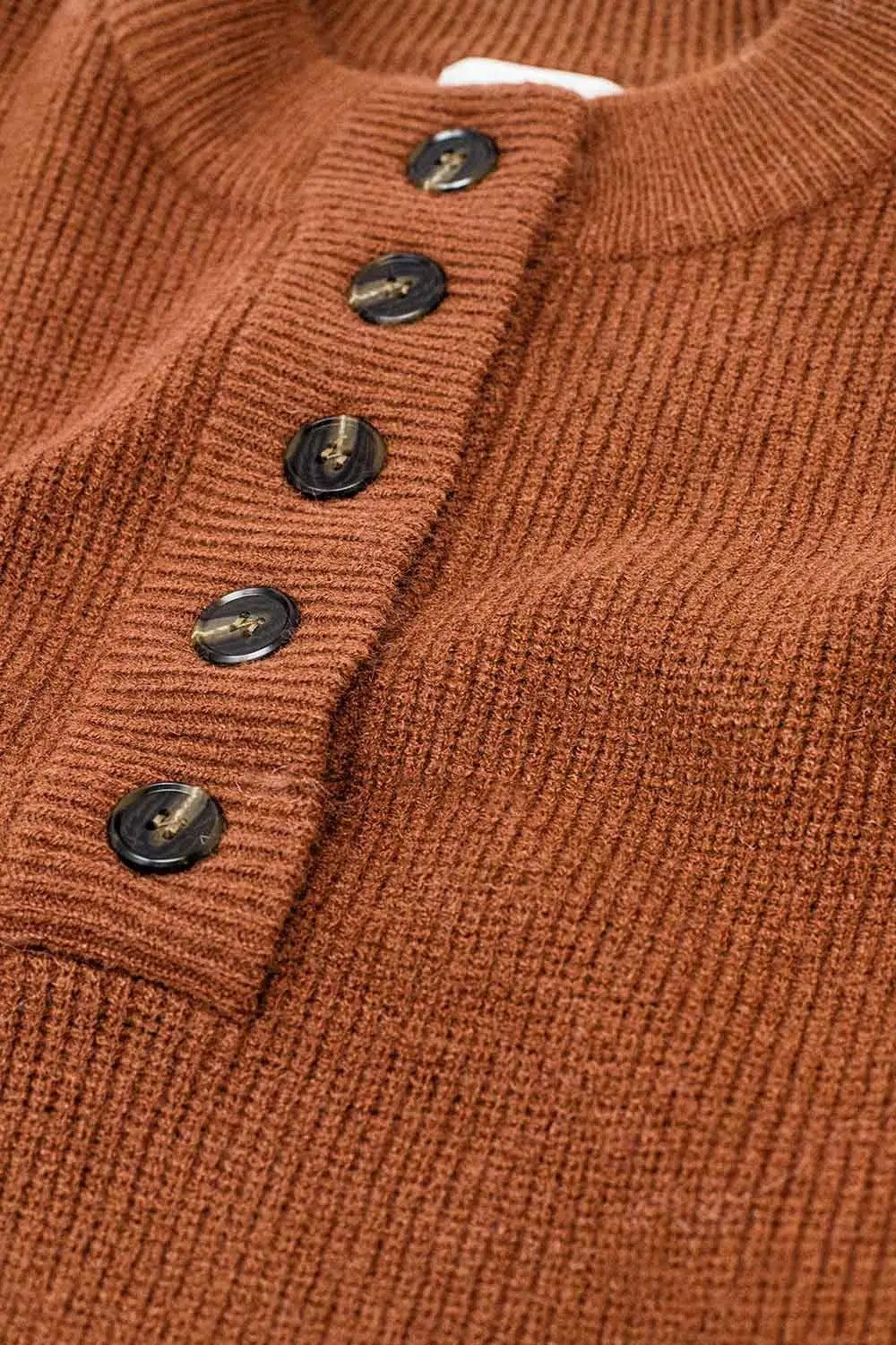 Relaxed Half-Button Sweater in camel - Sweaters