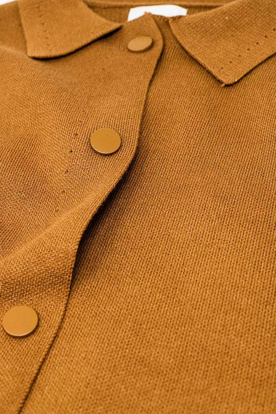 Relaxed high quality knitted Cardigan in camel - One Size / Brown - Sweaters