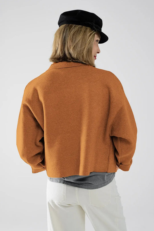 Relaxed high quality knitted Cardigan in camel - One Size / Brown - Sweaters