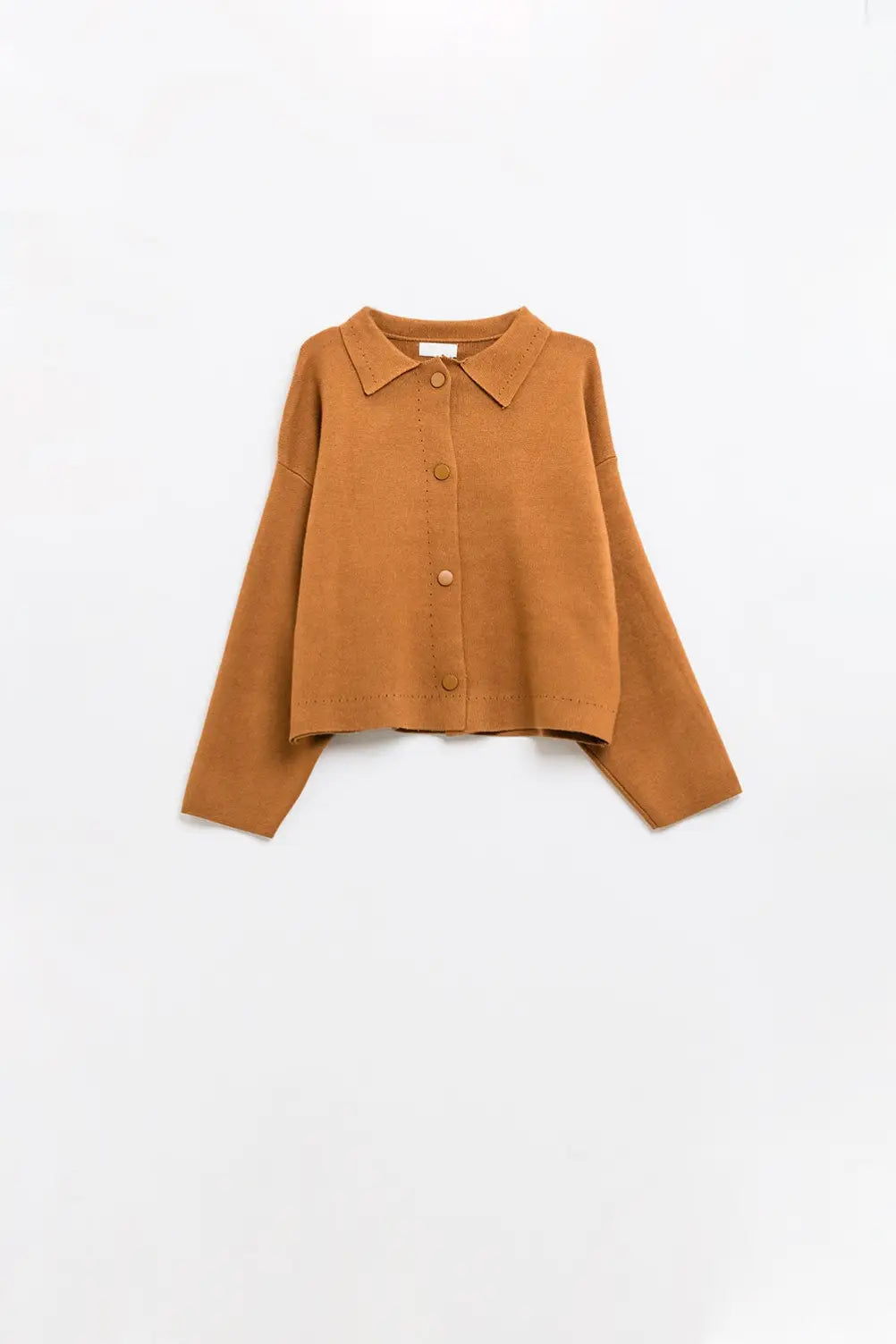 Relaxed high quality knitted Cardigan in camel - One Size / Brown - Sweaters