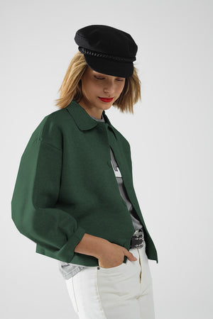 Q2 Relaxed high quality knitted Cardigan in Emerald Green