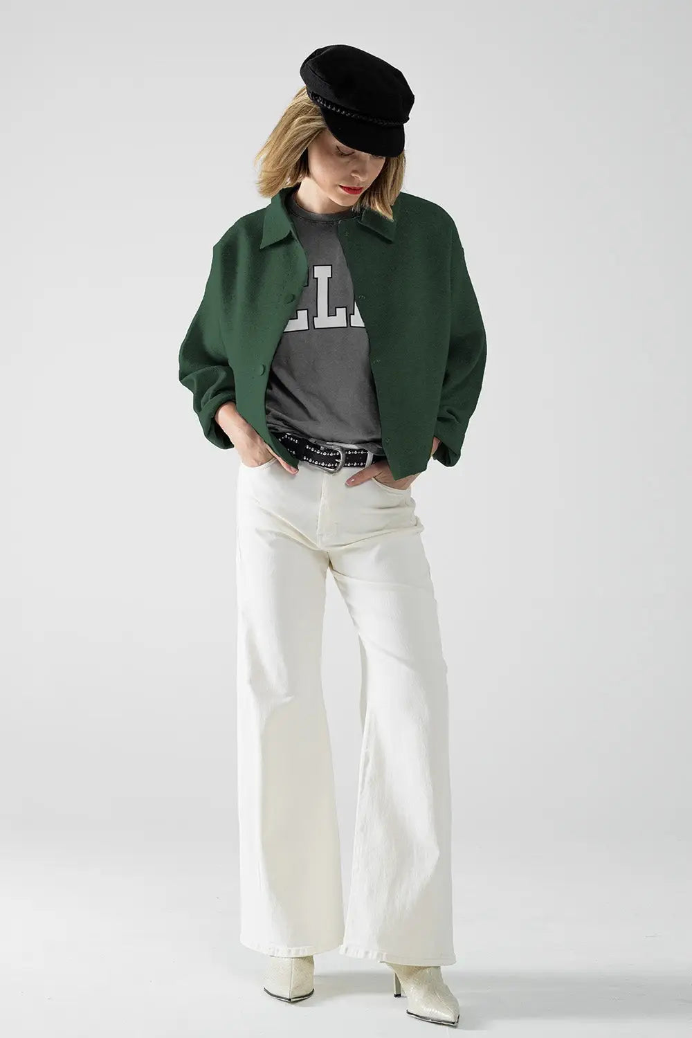 Relaxed high quality knitted Cardigan in Emerald Green - One Size / Green - Sweaters