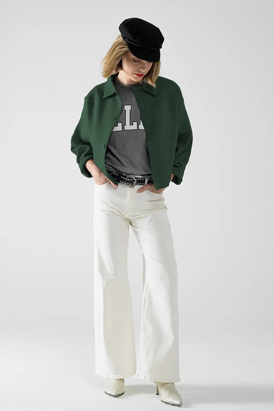 Relaxed high quality knitted Cardigan in Emerald Green - One Size / Green - Sweaters