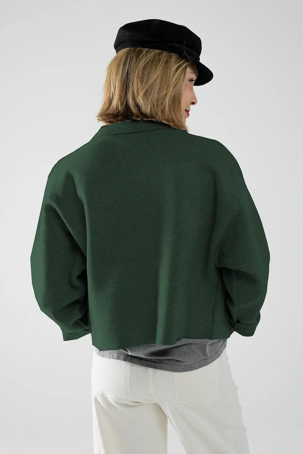Relaxed high quality knitted Cardigan in Emerald Green - One Size / Green - Sweaters