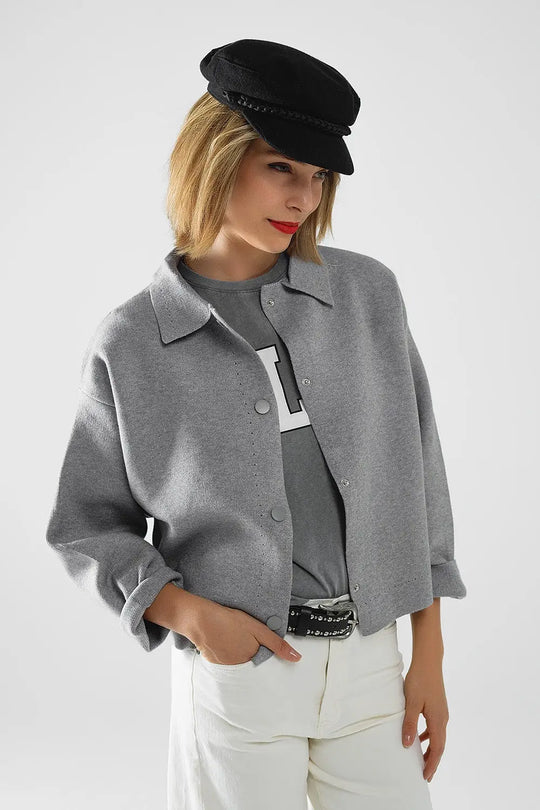 Relaxed high quality knitted Cardigan in grey - One Size / Grey - Sweaters