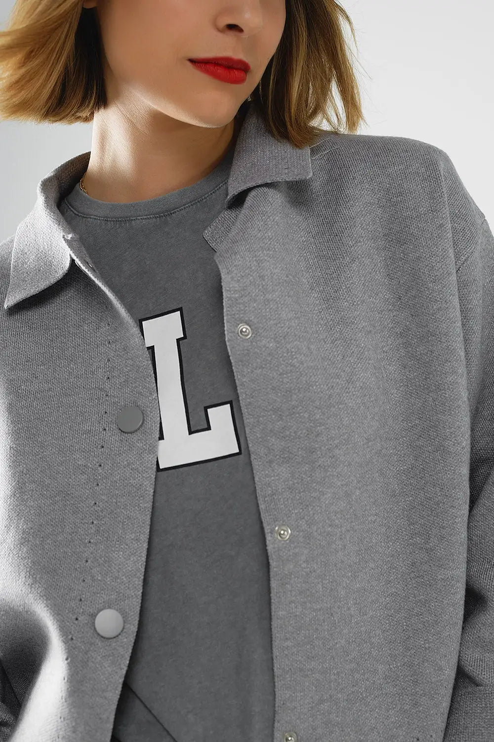 Relaxed high quality knitted Cardigan in grey - One Size / Grey - Sweaters