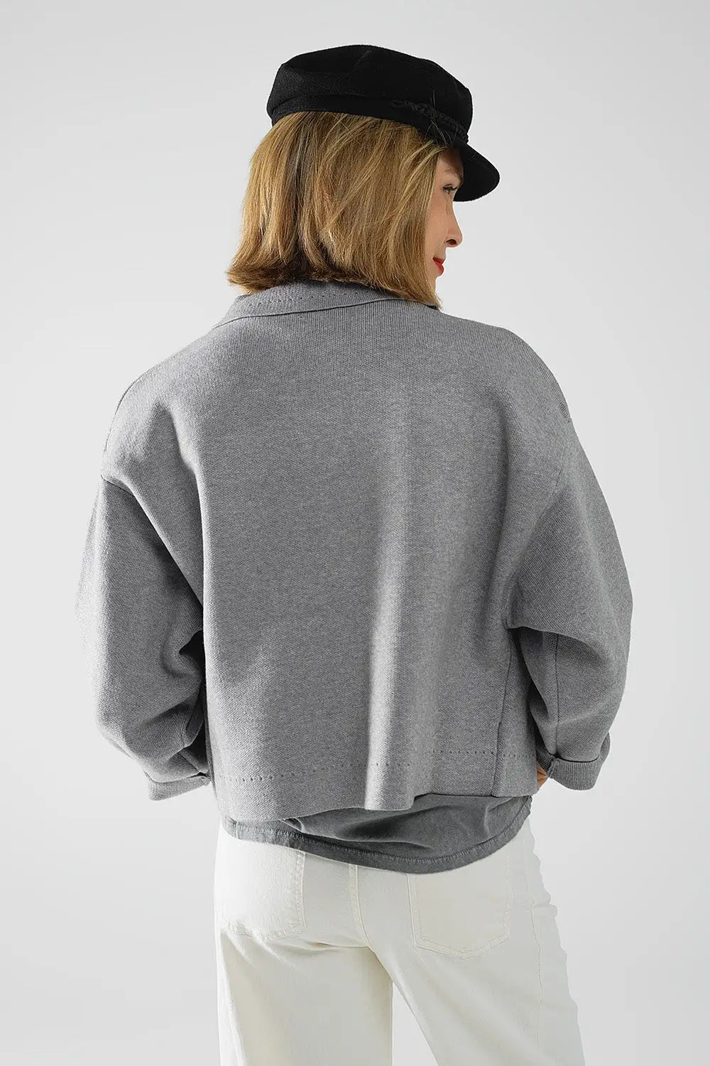 Relaxed high quality knitted Cardigan in grey - One Size / Grey - Sweaters