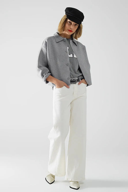 Relaxed high quality knitted Cardigan in grey - One Size / Grey - Sweaters
