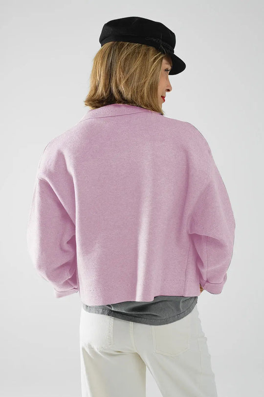 Relaxed high quality knitted Cardigan in pink - One Size / Pink - Sweaters