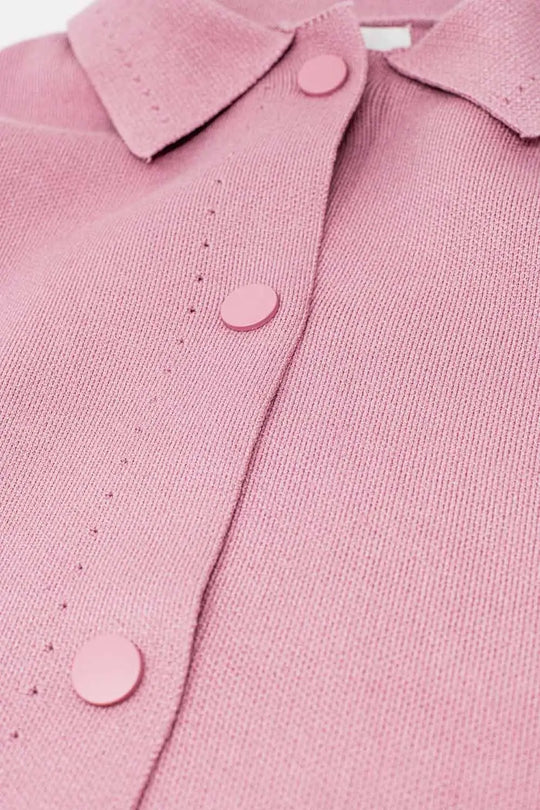 Relaxed high quality knitted Cardigan in pink - One Size / Pink - Sweaters