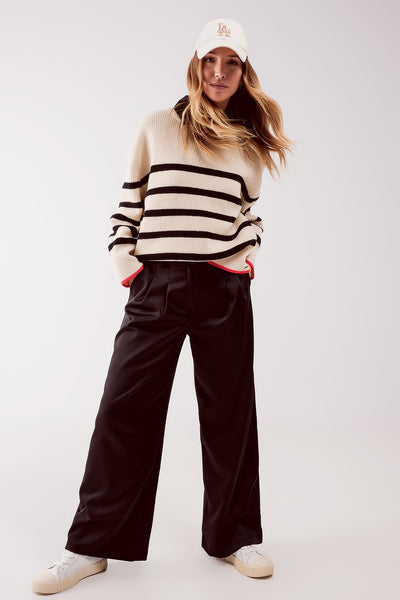Relaxed jumper in stripe pattern in beige