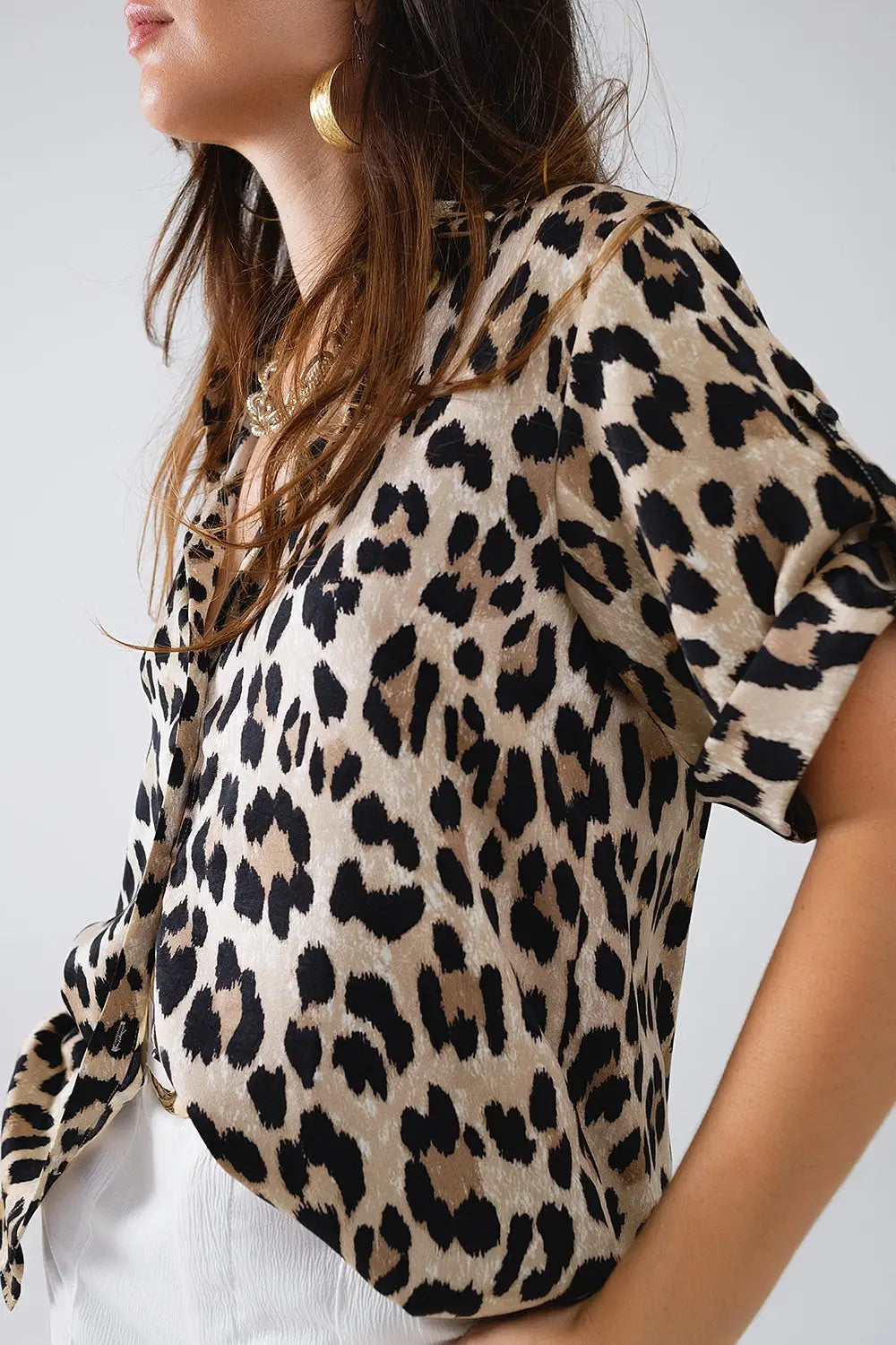 Relaxed Leopard Print Shirt With Rolled Cuffs - Shirts