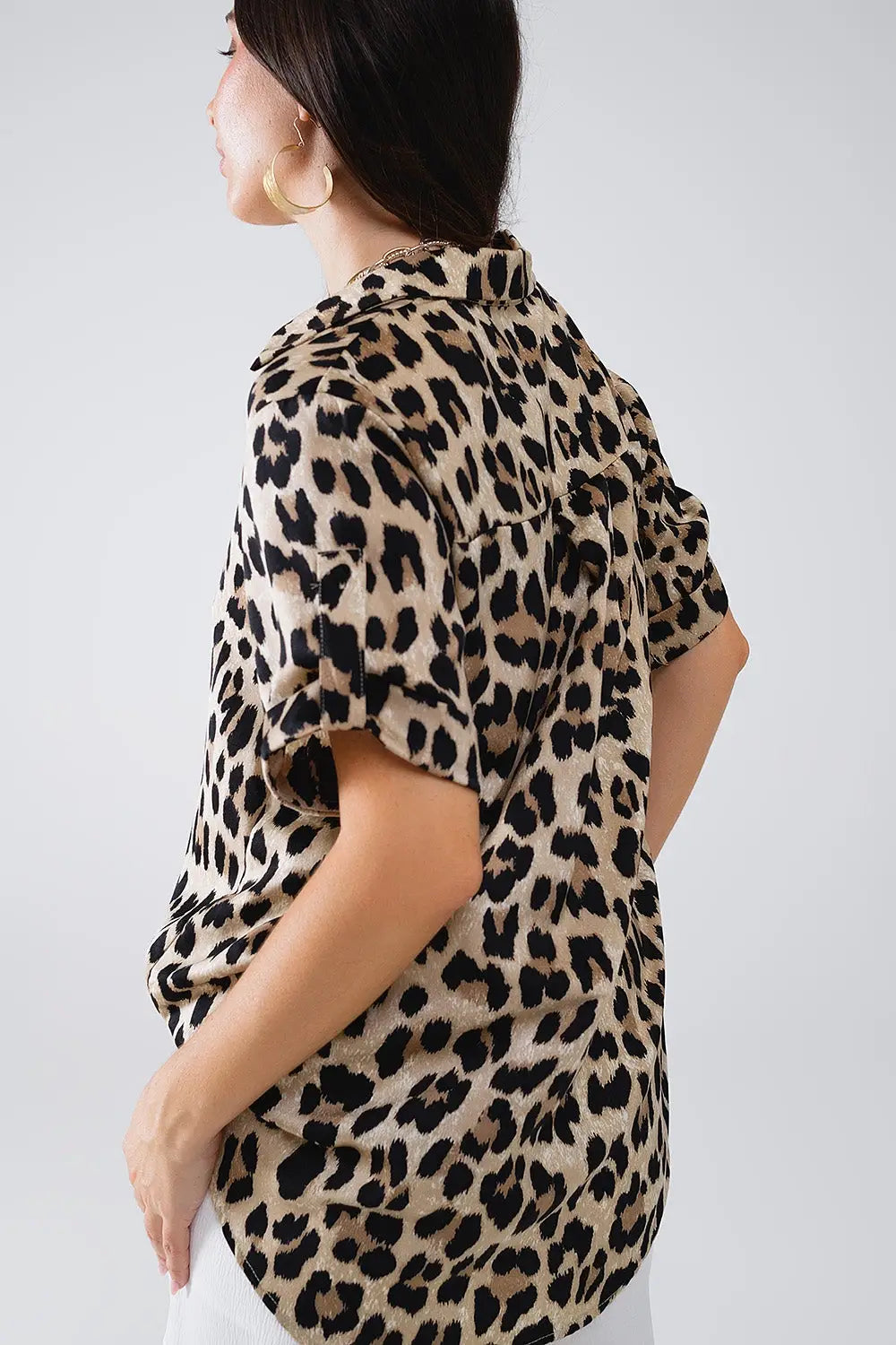 Relaxed Leopard Print Shirt With Rolled Cuffs - Shirts