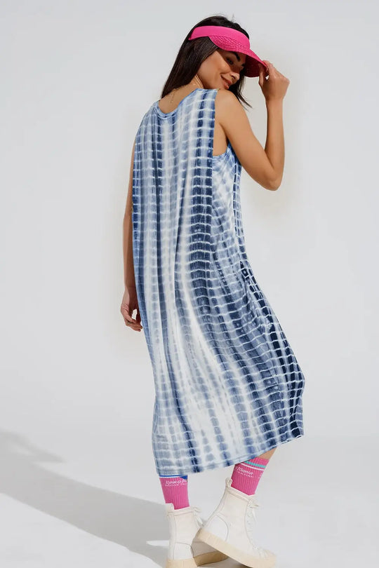 Relaxed maxi Tie dye Dress In Shades of Blue - Dresses