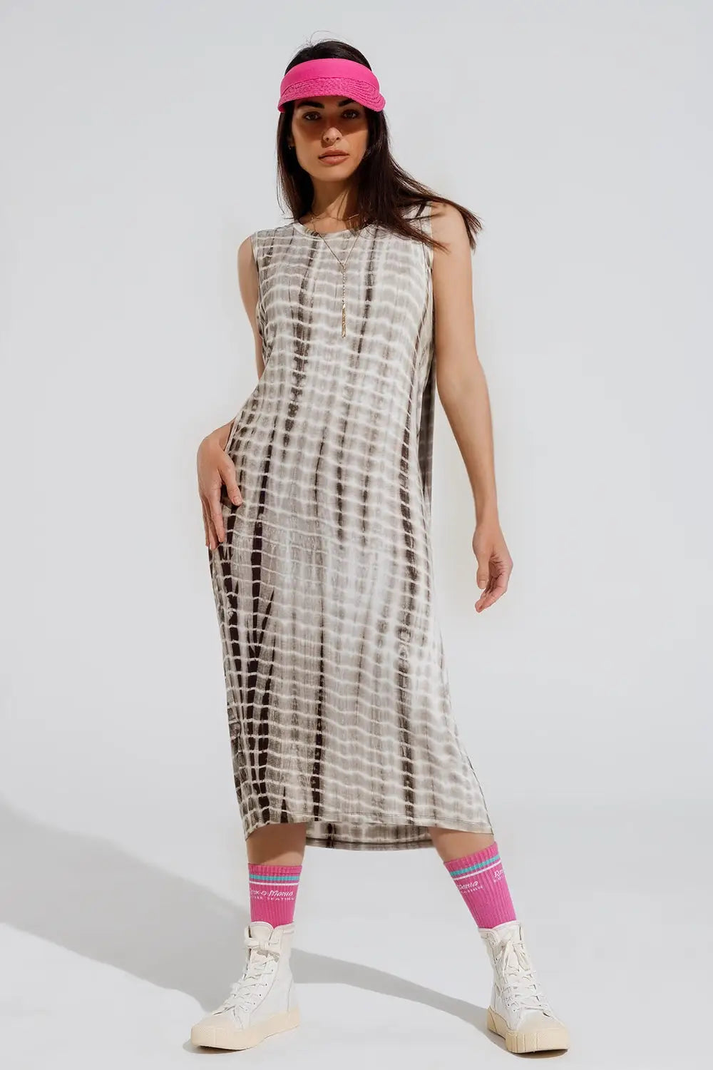 Relaxed maxi Tie dye Dress In Shades of khaki - Dresses