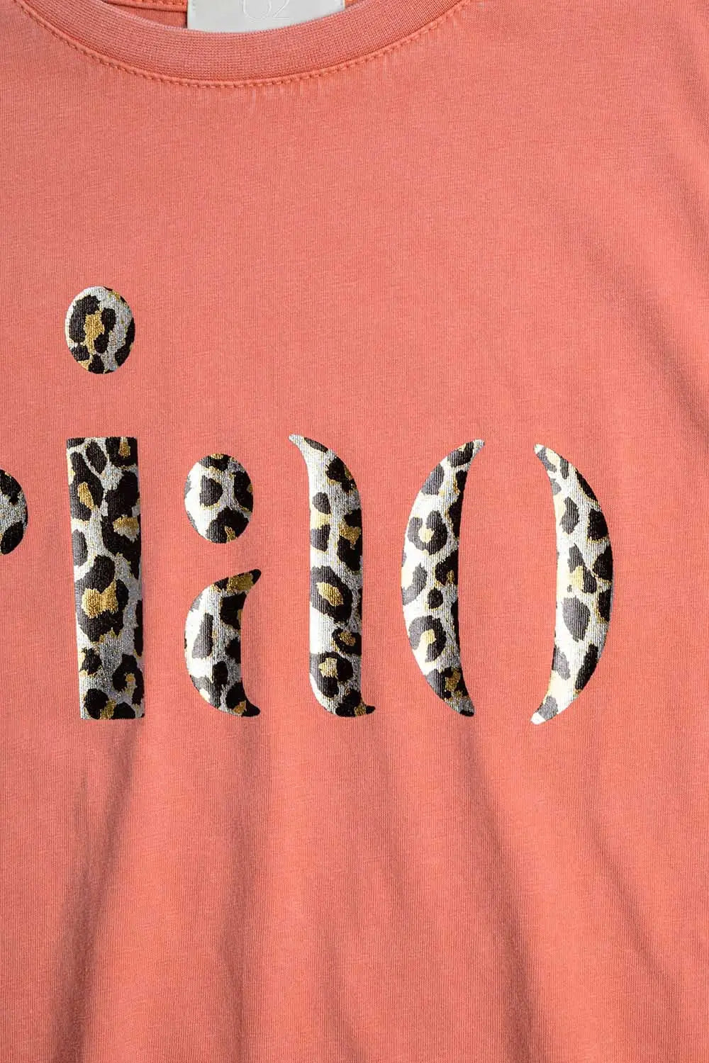 relaxed orange T-shirt With Ciao in Leopard Print - One Size / Orange - Tops
