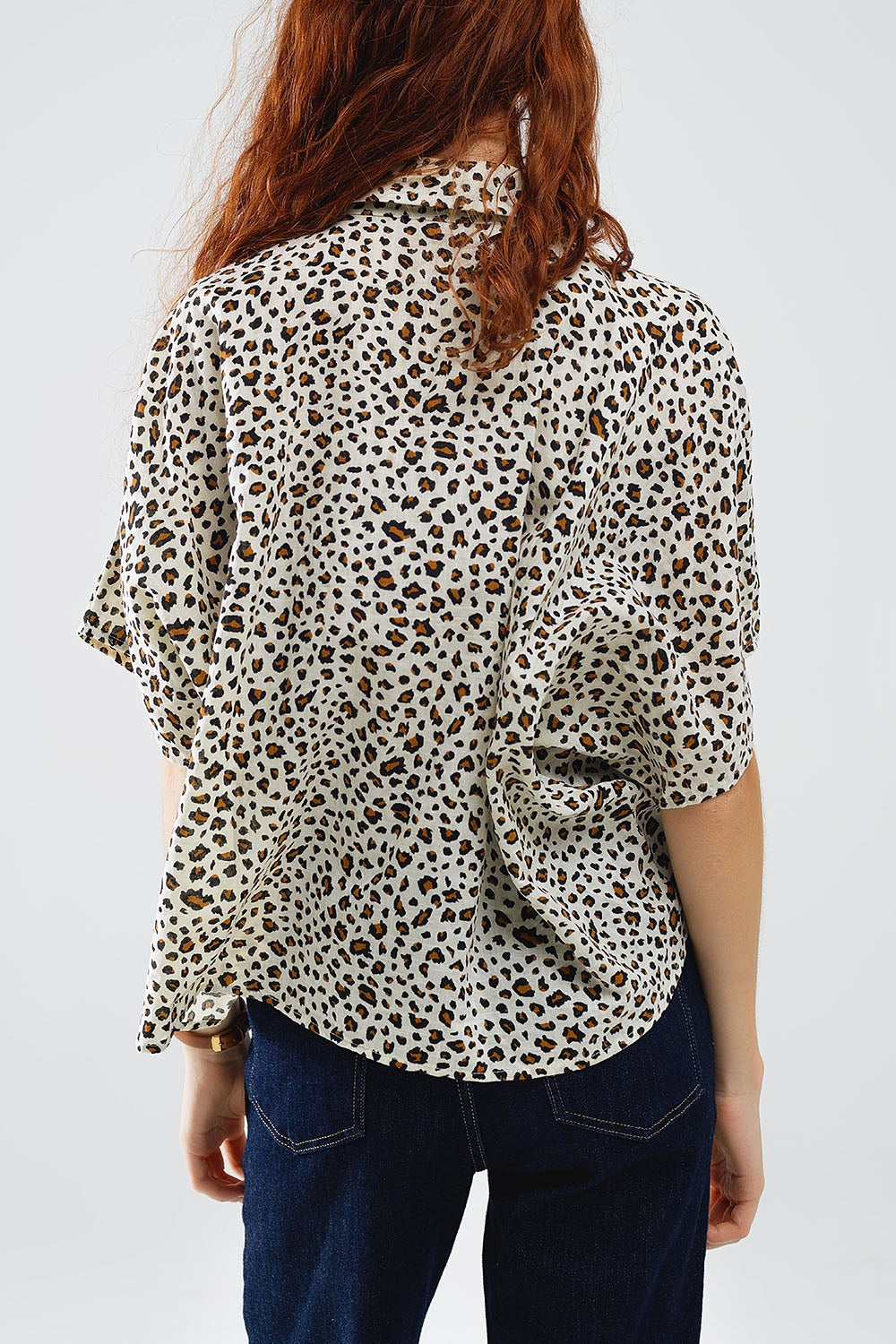 Relaxed Oversized Leopard Print Short Sleeves Shirt