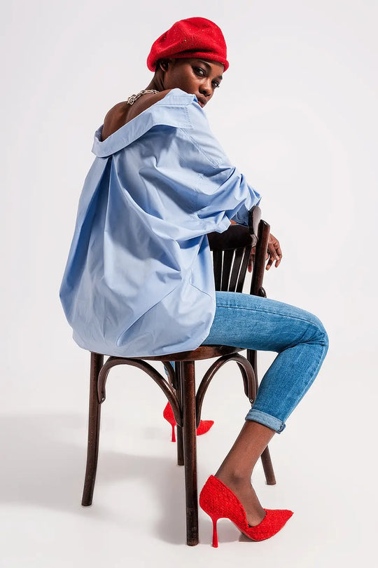 Relaxed poplin shirt in blue - Shirts