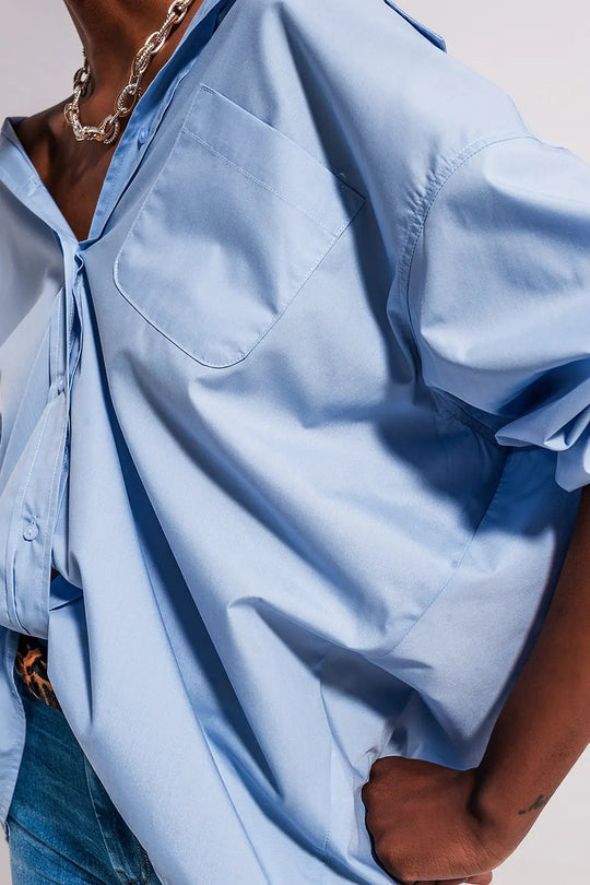 Relaxed poplin shirt in blue - Shirts
