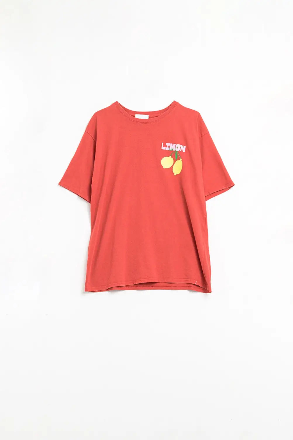 relaxed red t-shirt with lemon print made in Italy - One Size / Red - Tops