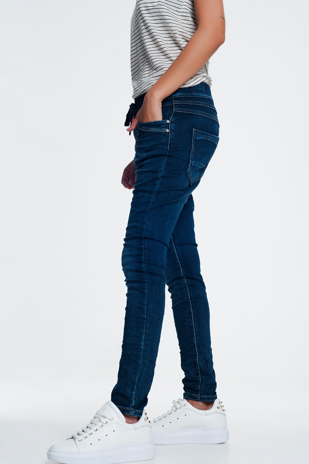 Relaxed sportspant jeans with draw cord