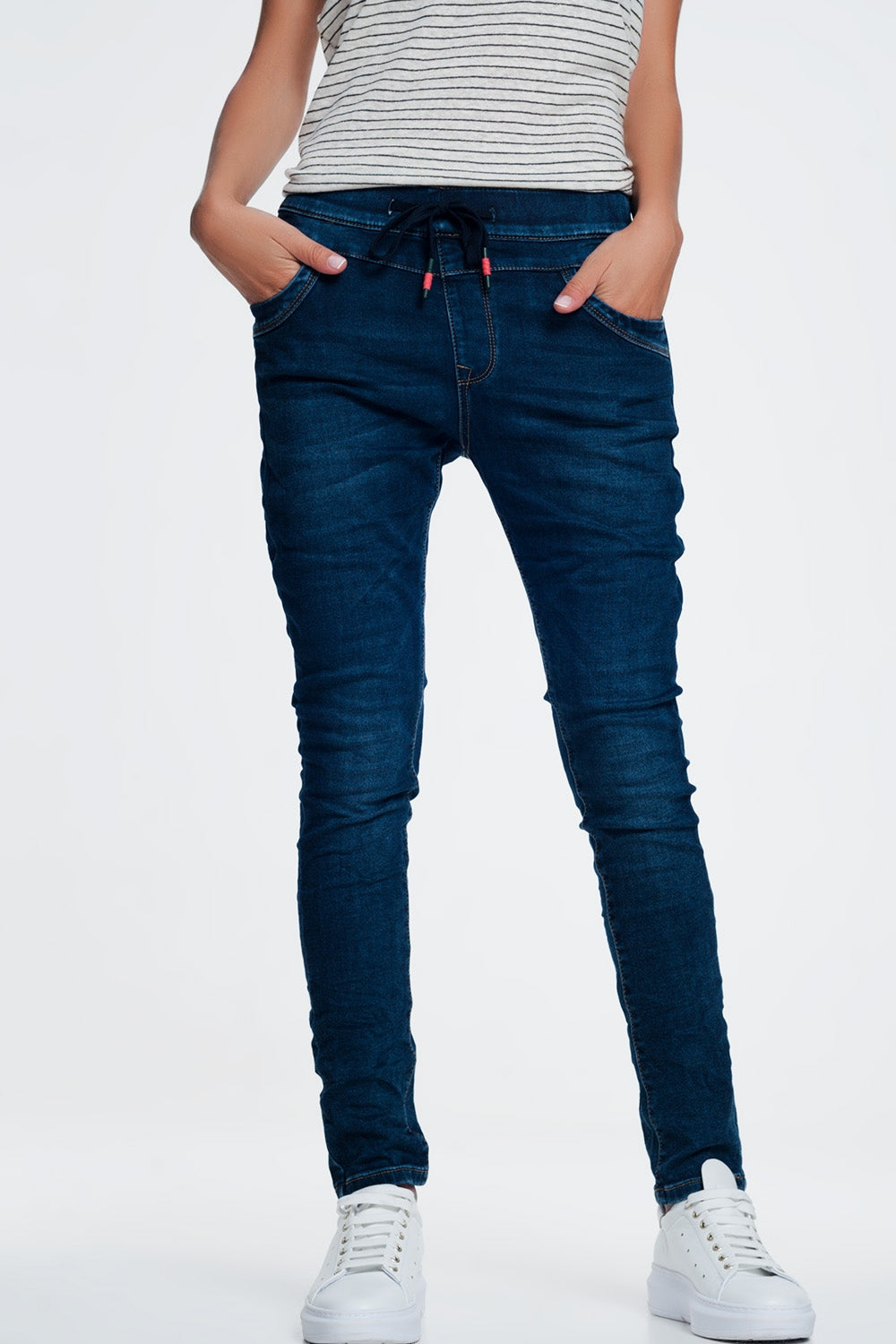 Relaxed sportspant jeans with draw cord