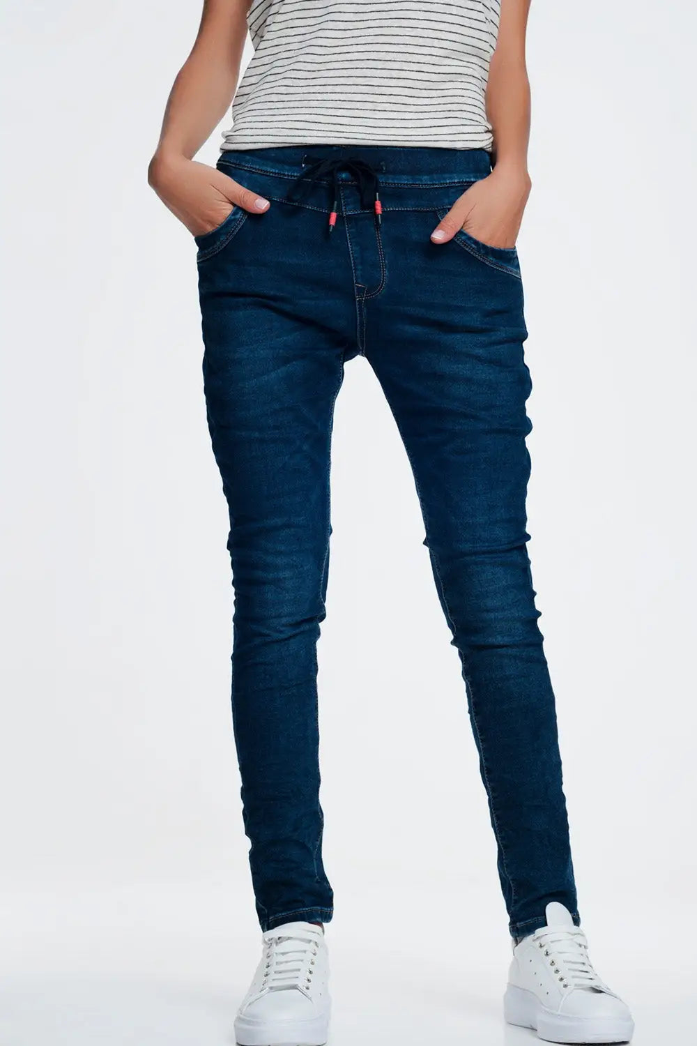 Relaxed sportspant jeans with draw cord - Jeans