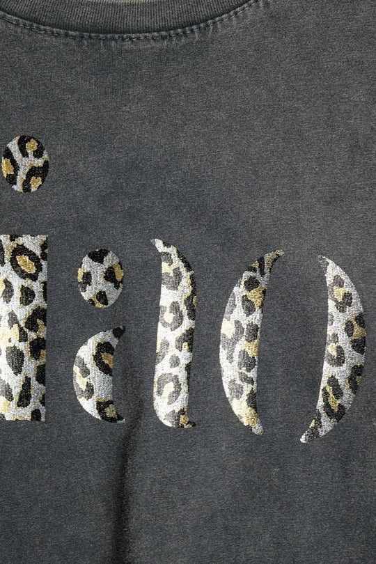 relaxed stonewashed Black T-shirt With Ciao in Leopard Print - One Size / Black - Tops