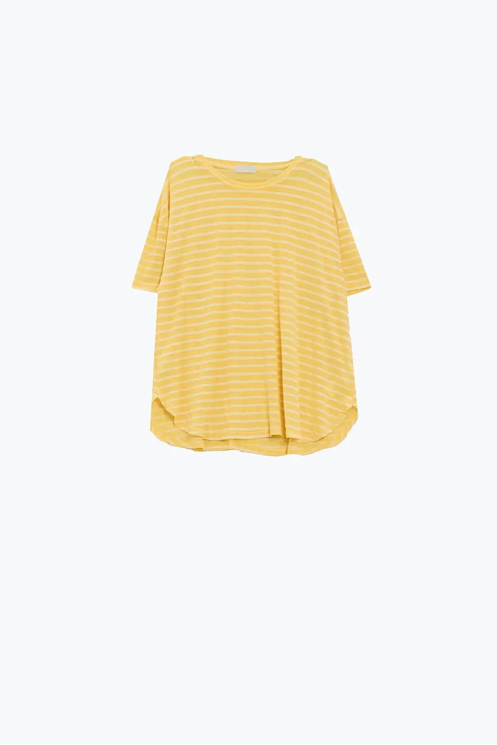Relaxed Striped T-shirt With Crew Neckline In Yellow - Tops