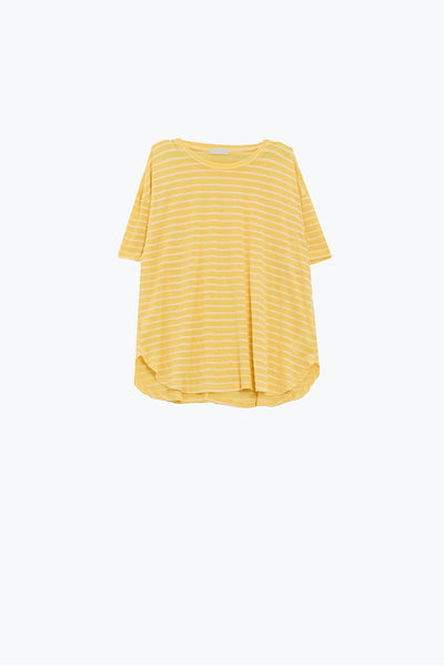 Relaxed Striped T-shirt With Crew Neckline In Yellow