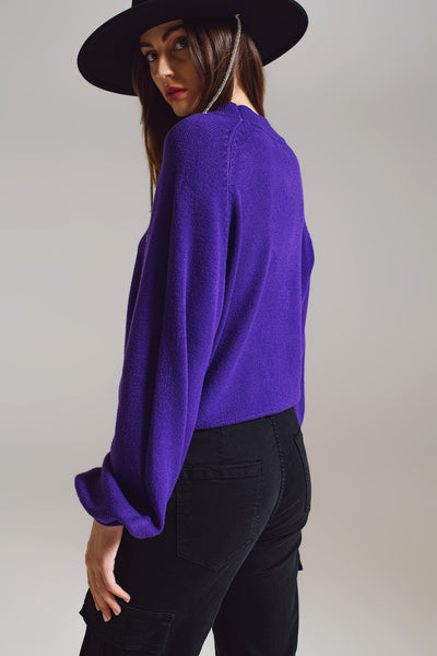 relaxed style purple jumper with balloon sleeves