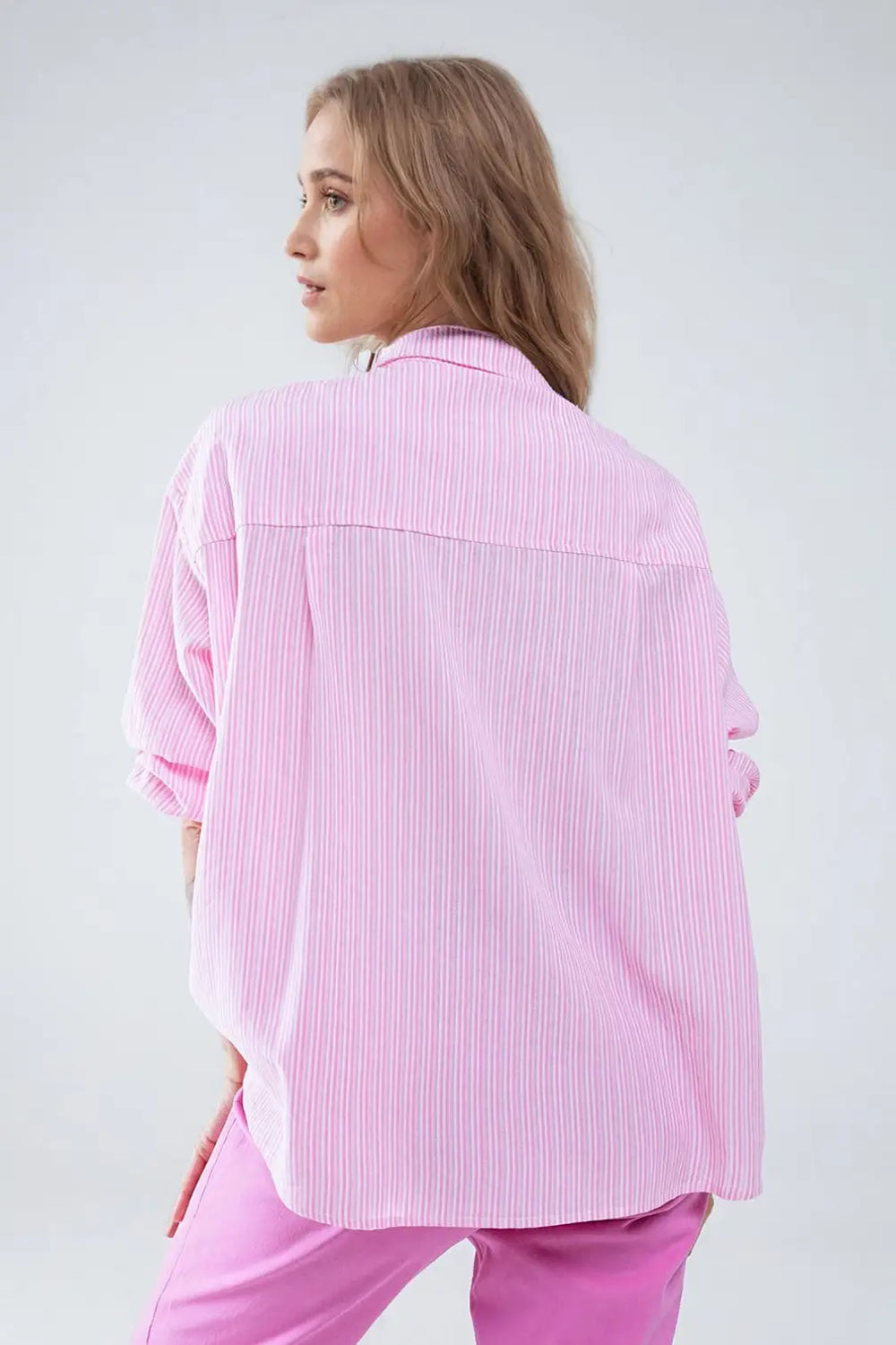 Relaxed Thin Stripe Shirt in Pink - Shirts